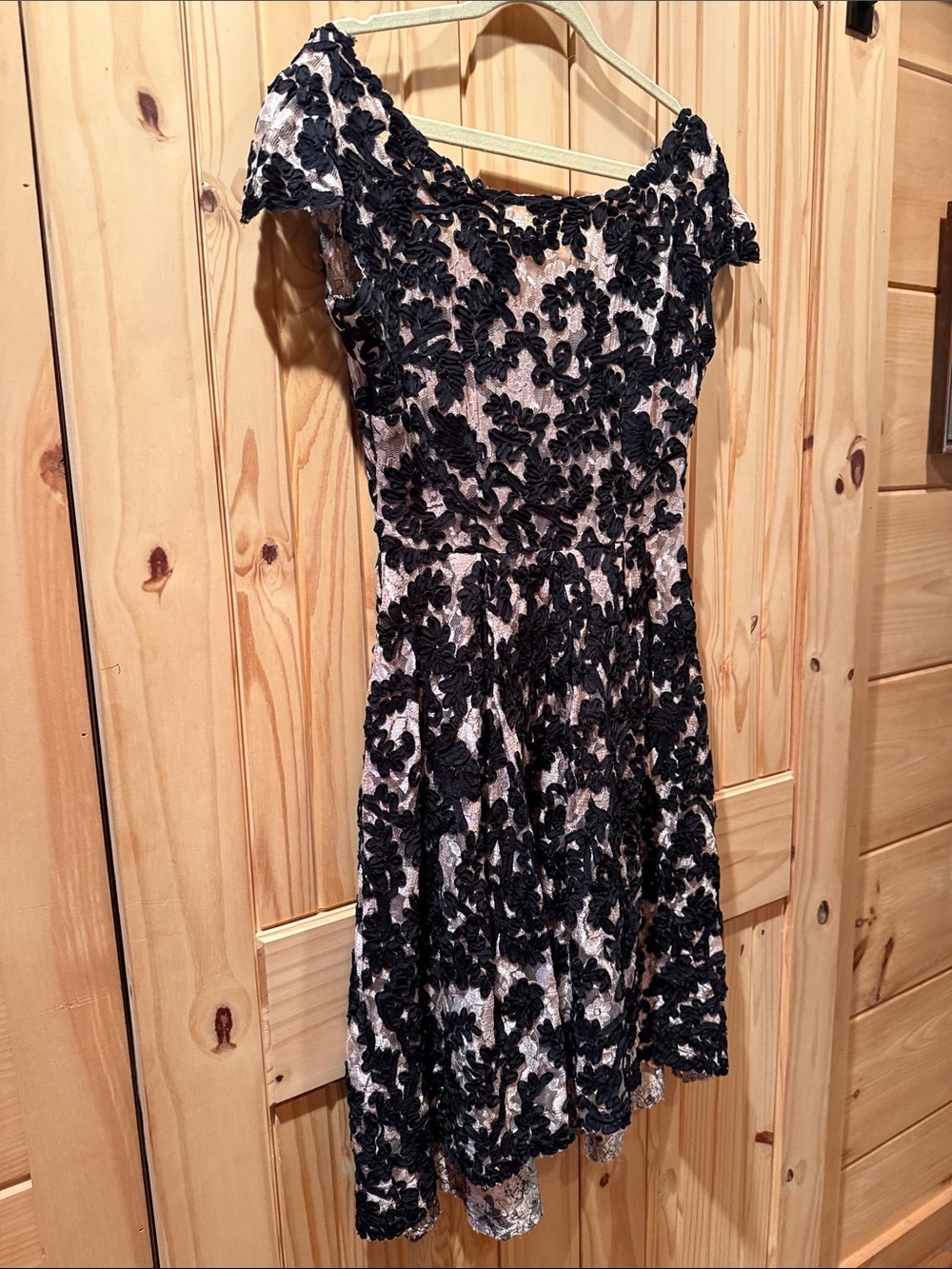 Yoana Baraschi Black Lace Overlay One-Shoulder Cocktail Dress